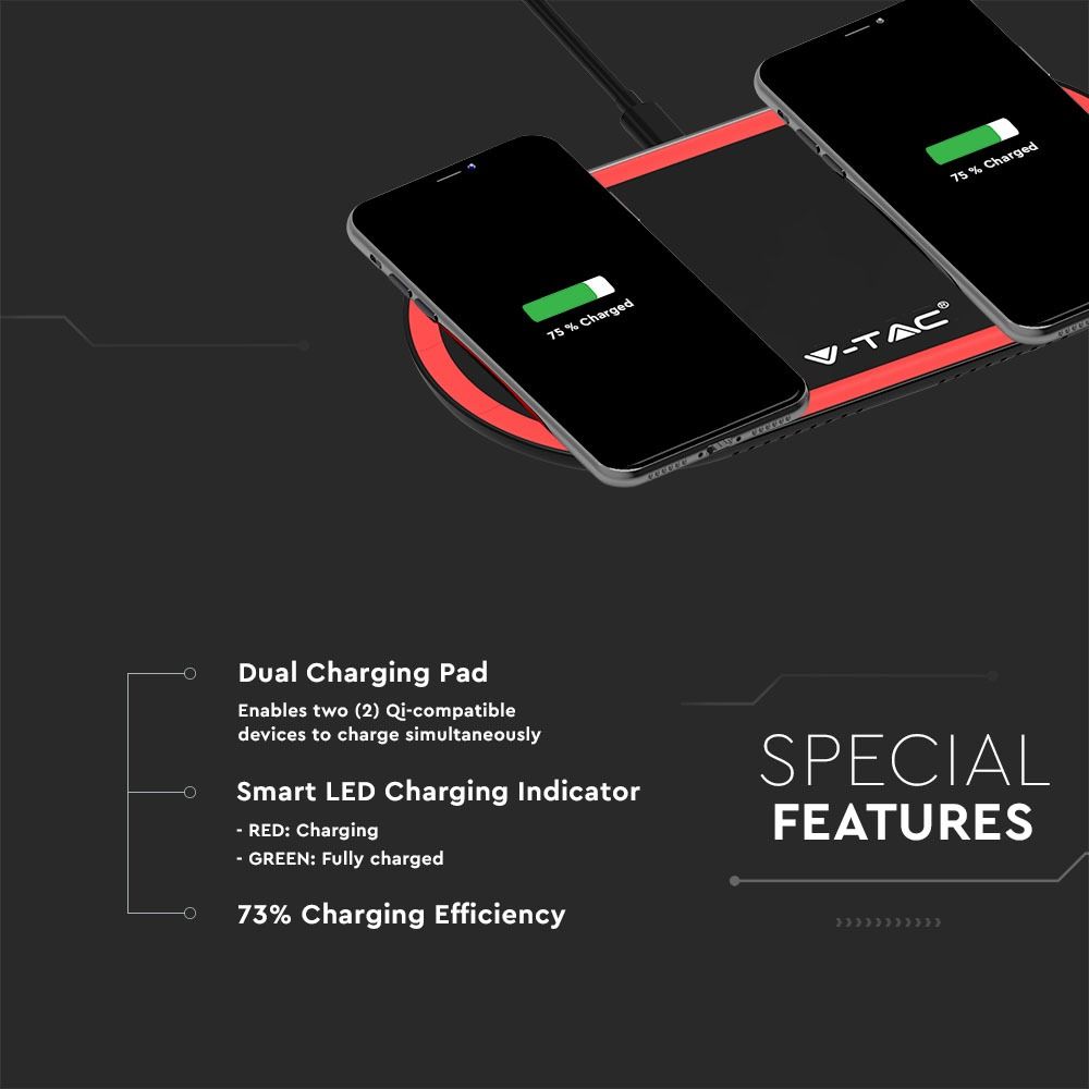 Smart wireless charger for 2 phones with functions description 
