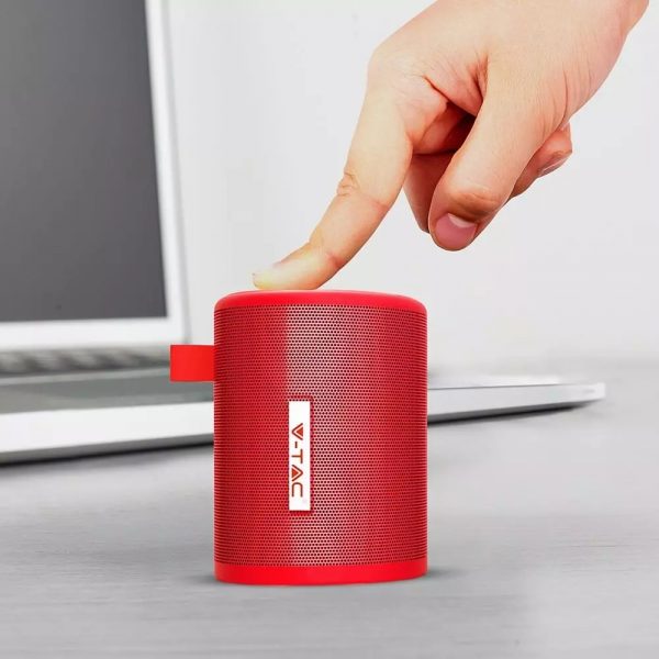 compact portable bluetooth speaker in red